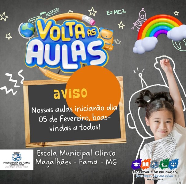 Volta às aulas: início 05 de Fevereiro